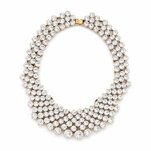 Eye Candy LA Emma Statement Necklace Glass Crystal Stones Gold Tone Alloy 12"
